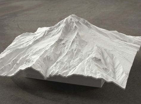 Art and/or want? want art. TinyMtn Sculptures | Cool Material Mountain Sculpture, Desk Sculpture, Mini Sculptures, 3d Printing Architecture, Nature Art Prints, Landscape Model, Sculpture Installation, Map Design, Model Making