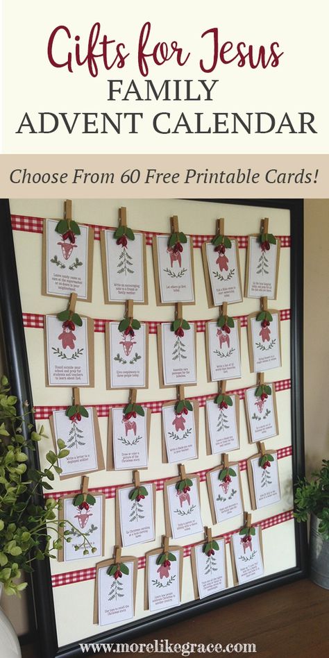 "Gifts for Jesus" Advent Calendar: Free Printable | More Like Grace Matchbox Advent Calendar Diy, Diy Easy Advent Calendar, Christian Family Advent Calendar, Advent Filler Ideas, Jesus Advent Calendar, Advent Calendar Free Printable, Advent Calendar Christian, Advent Calendar Free, Calendar Free Printable