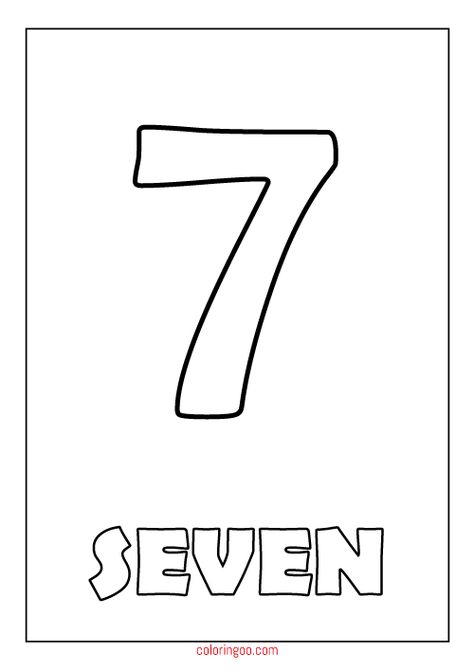 Printable Number 7 (Seven) Coloring Page (PDF) for Kids Number 7 Coloring Page, Number 7 Preschool, Number 7 Worksheets For Preschool, Number 7 Printable, Shapes Preschool Printables, Seven Number, January Preschool, Preschool Binder, Hercules Disney