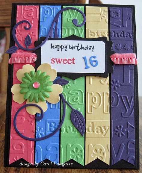 Our Little Inspirations: Sweet Sixteen 16th Birthday Card, Girl Birthday Cards, Bday Cards, Birthday Cards For Women, Cricut Cards, Embossed Cards, Birthday Numbers, Kids Birthday Cards, Black Card