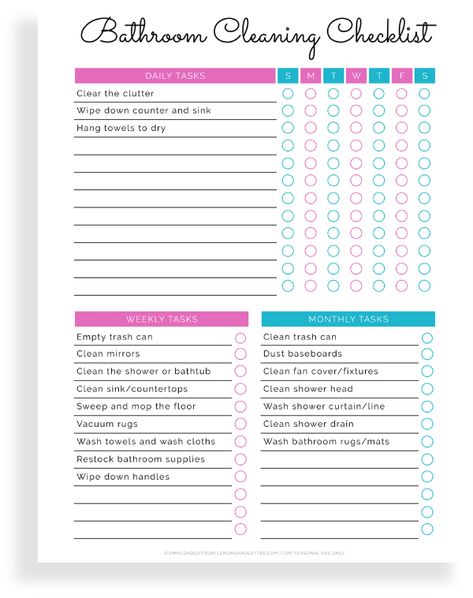 Clean Shower Drain, Cleaning Checklist Daily, Bathroom Checklist, Bedroom Cleaning Checklist, Bathroom Cleaning Checklist, Kitchen Cleaning Checklist, Bedroom Cleaning, Daily Cleaning Checklist, Monthly Cleaning