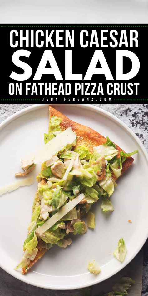 This easy chicken Caesar salad pizza deserves a spot in your summer main dish recipes! This best salad recipe is a classic caesar salad with chicken piled high on a fathead pizza crust. Perfect for a quick and easy low-carb dinner or lunch. Gluten-free! Fathead Pizza Crust, Caesar Salad Pizza, Low Carb Salad Dressing, Easy Low Carb Dinner, Easy Low Carb Lunches, Fathead Pizza, Salad Pizza, Healthy Summer Dinner Recipes, Keto Salads