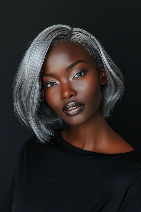 83+ Silver Hair Color Ideas for a Breathtaking Look! Silver Hair On Dark Skin, Color Grey Hair, Hair Color Grey, Silver Hair Color Ideas, Silver Haired Beauties, Grey Hair Dye, Grey Hair Transformation, Grey Hair Inspiration, Beautiful Gray Hair