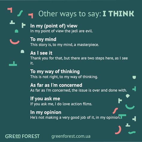 Synonyms to the word IN MY OPINION Other ways to say IN MY OPINION Ways To Say I Think, Esl Vocabulary, Other Ways To Say, Improve English, Conversational English, English Vocab, English Fun, English Tips, English Idioms