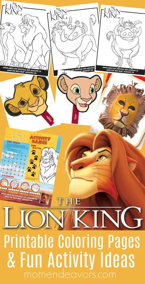 Awesome Disney The Lion King printable activities & coloring pages - perfect for a Lion King party or movie night! Lion King Crafts, Lion King Printable, Disney Cars Birthday Party, Lion King Birthday Party Ideas, Lion Guard Birthday, Disney Activities, Cars Birthday Party, Lion King Party, Disney Movie Night