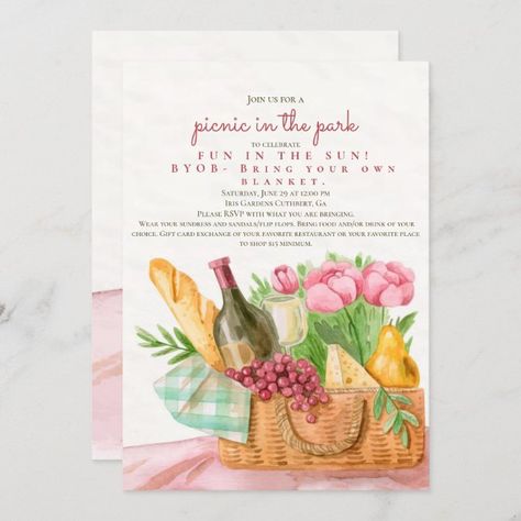 Create your own Invitation | Zazzle Picnic Invitations Template, Picnic Invitations, Cheese And Fruit, Paper Shape, Watercolor Invitation, Invite Ideas, Picnic Birthday, Party Deco, Engagement Ideas