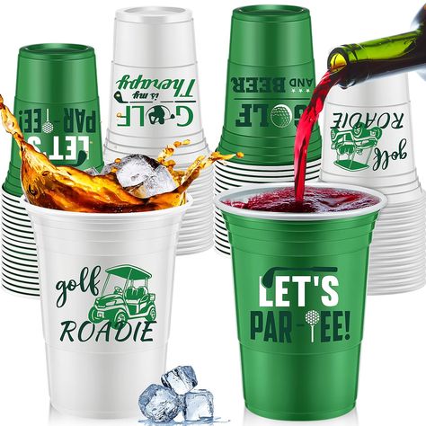 PRICES MAY VARY. Package Includes: the package contains 48 pieces of 16 oz green and white disposable beverage cups for golf party supplies, including 24 pcs in green and 24 pcs in white, and they are printed with different patterns on both sides, to help bring more vibe to your birthday or anniversary party Novel Design: plastic cups for golf party supplies are available in 2 designs, delicate green and white decorative elements and golf ball pattern, can create a stronger party atmosphere to t Thirty Golf Party, Golf Themed 30th Birthday Party, 30th Golf Birthday, Adult Golf Themed Birthday Party, 30th Birthday Golf Theme, Golf Party Decor, Golf Themed Birthday Party For Men, Masters Party, Golf Theme Party