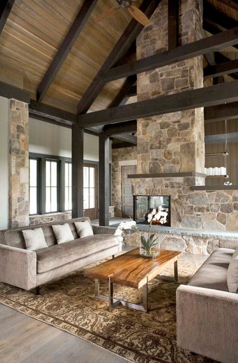 Contemporary mountain home with vintage-rustic details Mountain Contemporary Home, Contemporary Mountain Home, Modern Rustic Living Room, Rustic Room, Eclectic Living Room, Rustic Contemporary, Rustic Living, Rustic Living Room, Contemporary Living Room