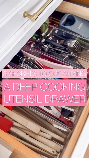 Deep Drawer Organization Kitchen, Deep Kitchen Drawer Organization, Kitchen Drawer Organization Utensils, Utensils Organization Ideas, Deep Drawer Organization, Cooking Utensil Organization, Utensil Drawer Organization, Utensil Drawer, Drawer Organization