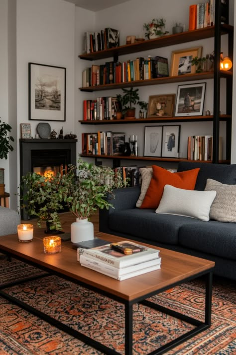 How to Get Your Living Room Both Moody and Neutral – Everyday Inspo Lived In Living Room, Cozy Maximalist Living Room, Cozy Moody Living Room, Cozy Colorful Living Room, Dutch Apartment, Man Living Room, Cheap Couches, Dark Wood Floors Living Room, Dutch Interior Design