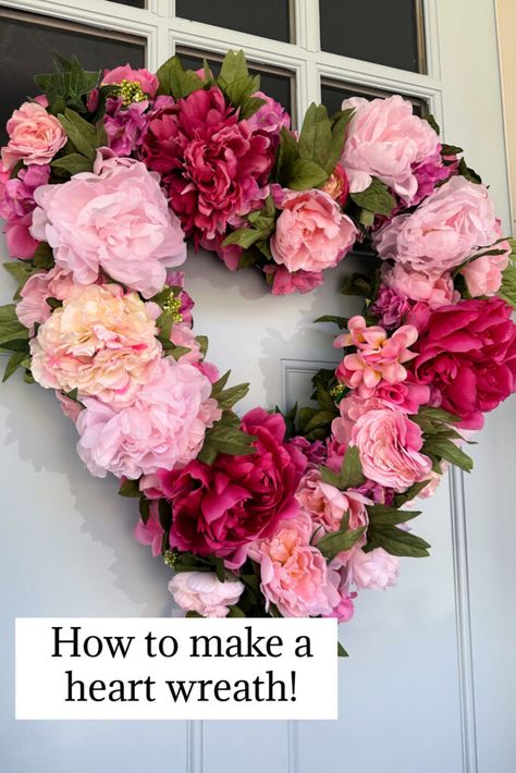 How to Make a Beautiful Floral Valentine's Wreath - Celebrate & Decorate How To Make A Floral Wreath, Valentine Door Decorations For Home, Diy Valentines Wreath, Valentine’s Day Floral Arrangements, Valentines Wreaths, Valentines Day Wreath, Valentine Wreaths, Valentines Wreath Ideas, Valentines Wreath