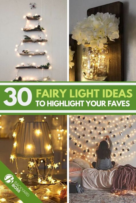 Mirror With Fairy Lights Around It, Fairy Light Jars Diy, Indoor String Light Ideas, Cozy Fairy Lights, Indoor Fairy Lights, Fairy Garden Bedroom, Fairy Lights Diy, Hygge Bedroom, Flower Fairy Lights