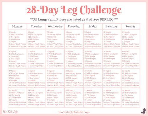 28-Day Leg Challenge | 4-Week Leg Challenge | #exercise #fitness #legs #fabbody Leg Transformation, Leg Workout Challenge, Leg Challenge, Thigh Challenge, Plie Squats, Leg Workout At Home, 12 Minute Workout, 28 Day Challenge, Plank Challenge