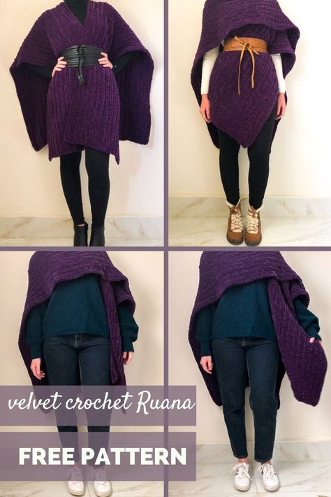 Ruana Cloak Pattern, Crochet Renfair, Skyrim Crochet Pattern, Elden Ring Crochet Pattern, Ruana Crochet Pattern Free, Medieval Crochet Pattern, Ren Faire Crochet Pattern, Crochet Ren Faire Ideas, Crochet Cloak Pattern