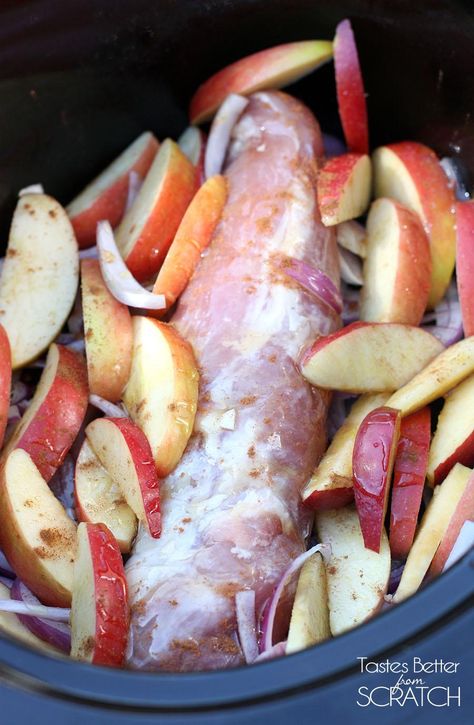 Slow Cooker Apple Cinnamon Pork Loin | Tastes Better From Scratch Pork Loin Recipes Slow Cooker, Slow Cooker Apple Cider, Crockpot Pork Loin, Apple Pork Tenderloin, Pork Meals, Slow Cooker Apple, Slow Cooker Pork Tenderloin, Apple Pork, Tastes Better From Scratch