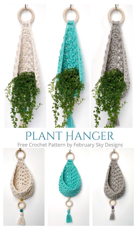 Wall Planter Hanger Free Crochet Patterns Crochet Plant Hangers, Diy Macrame Wall Hanging, Diy Macramé, Crochet Plant Hanger, Crochet Baskets, Easy Knitting Projects, Crochet Wall Hangings, Crochet Plant, Crochet Vintage