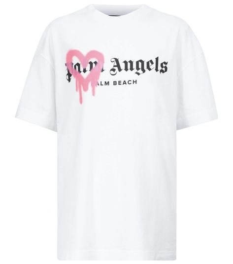 Palm Angels Top, Pink Graffiti, Angels Logo, T Shorts, Birthday Wishlist, Teenager Outfits, Pink Tshirt, Palm Angels, Material Girls