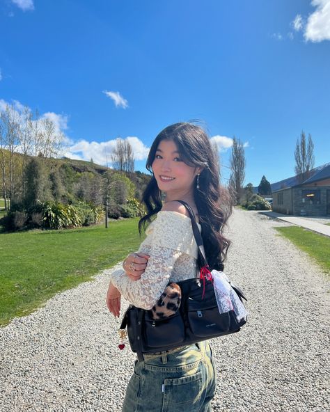 is it blush blindness or asian glow? 🍷😳 swipe till the end lol • ⭐️fit deets⭐️: top @peppermayo jeans @princesspollyboutique bag @samo_ondoh scarf @acnestudios boots @stevemadden • snippets from the wine tour in new zealand! all of the vineyards and cellar doors had such breathtaking views that I could not resist taking photos at every second😗📸 • #outfitinspiration #outfitideas #stylingideas #smallcontentcreator #peppermayo #princesspolly Samo Ondoh Bag, Cellar Doors, Cellar Door, Taking Photos, Wine Tour, Till The End, Cute Fits, Princess Polly, Breathtaking Views