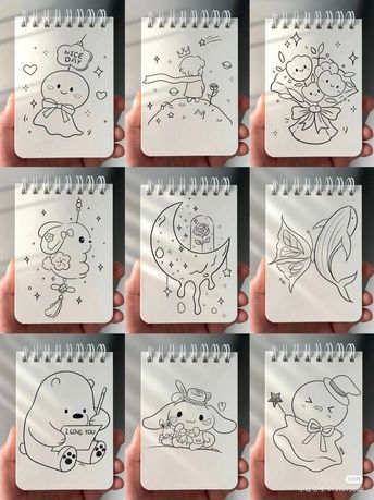 Aesthetic Drawings With Pencil, Cute Small Sketches Aesthetic, Cute Book Drawing Kawaii, Small Sketch Book Drawing Ideas, Simple Design For Notebook, Cute Easy Drawings Kawaii, Cute Sketchbook Ideas Easy, Diy Diary Ideas Creative, Aesthetic Easy Drawings Simple