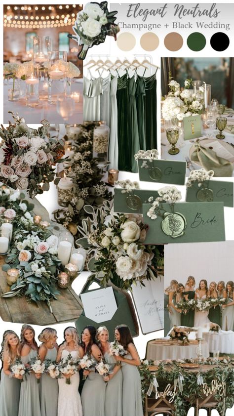 Green And Champagne Wedding Theme, Green Color Scheme Wedding, Emerald Green And Champagne Wedding, Sage Green And Champagne Wedding, Green And Champagne Wedding, Sage Green Color Scheme, Champagne Wedding Theme, Champagne Wedding Themes, Color Scheme Wedding