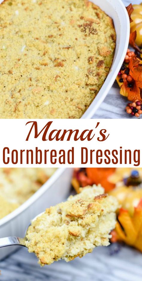 My favorite Thanksgiving Day food is cornbread dressing! I'm so glad my mom taught me how to make her dressing. It's a family favorite and the top is nice and crispy, just the way we like it. #CornbreadDressing #SouthernCornbreadDressing #Stuffing Dressing Cornbread, Southern Style Cornbread Dressing, Soul Food Cornbread Dressing, Homemade Cornbread Dressing, Southern Dressing, Cornbread Dressing Recipe, Southern Style Cornbread, Dressing Recipes Thanksgiving, Bread Dressing