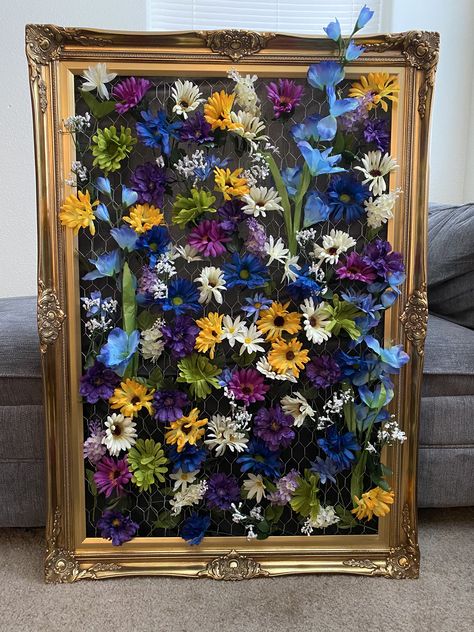 Fake flowers wall art Ideas With Fake Flowers, Artificial Flower Wall Art, Flowers Art Wall, Wedding Decor Fake Flowers, Fake Floral Wall Decor, Uses For Fake Flowers, Diy Crafts With Fake Flowers, Faux Flower Decor Ideas, Fake Floral Wall