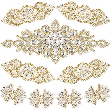 PRICES MAY VARY. 3 Styles in the Package: you will receive 9 pieces of rhinestone iron on appliques in 3 styles, including 1 piece of big size rhinestone applique for waistband, 4 pieces of normal size rhinestone appliques and 4 pieces of bow shaped small size rhinestone applique with pearls, offering you assorted choices to decorate Satisfactory Compatibility with Crafting: this rhinestone applique is suitable for bridal wedding dress sashes, crystal belts and high heels; Also, it can be applie Wedding Applique, Wedding Dress Sash, Crystal Belt, Bridal Wedding Dress, Applique Wedding, Sewing Appliques, Hot Fix, Rhinestone Appliques, Bridal Sash