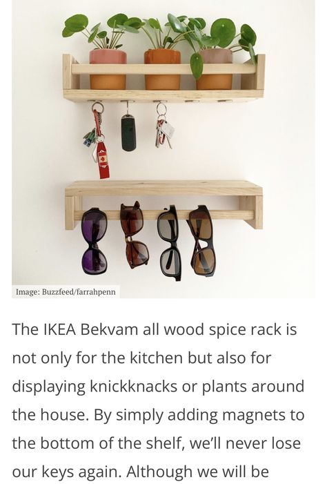 Ikea Upgrades, Sunglasses Hanger, Ikea Bekvam, Earthy Kitchen, Ikea Spice Rack, Wood Spice Rack, Sunglasses Holder, Spice Racks, Sunglass Holder