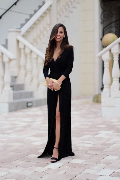 Women’s Long Black Dresses, Black Long Sleeve Formal Gown, Black Vintage Bridesmaid Dresses, Black Dress With Sleeves Formal, Formal Black Dress Long Sleeve, Black Formal Dress Long Sleeve, How To Style A Black Dress Formal, Evening Party Dress Classy Long Sleeve, Long Black Dress Outfit Formal