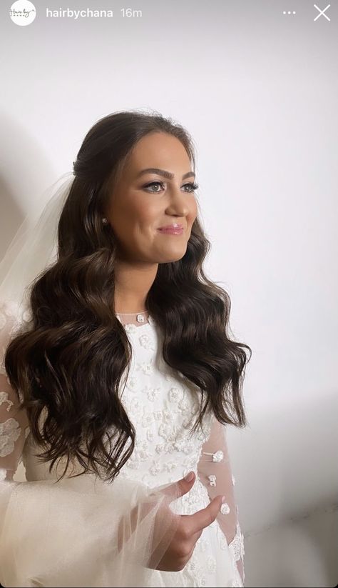 Half Up Half Down Wedding Hair No Bangs, Bridal Hair Cathedral Veil Hairstyles, Sleek Half Up Half Down Hair Wedding, Bridal Hair Half Up With Veil, Hair Inspiration Brunette, Bridal Hair Down With Veil, Nikah Makeup, Bridal Hair Half Up Half Down, Bride Hair Down