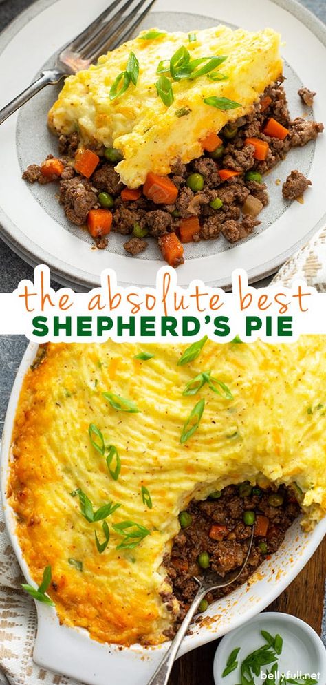 Crazy delicious and hearty Shepherd’s Pie. Flavorful meat and vegetables in a rich gravy topped with cheesy mashed potatoes and baked until golden, this is the only Shepherd’s Pie recipe you'll ever need for an awesome dinner! Tips on making it ahead of time and freezer-friendly. Shepherds Pie Recipe Pioneer Woman, Shepherds Pie Recipe Healthy, Shepards Pie Recipe, Shepherd Pie, Shepard's Pie, Shepherd's Pie Recipe, Meat Casserole, Cheesy Mashed Potatoes, Hamburger Casserole