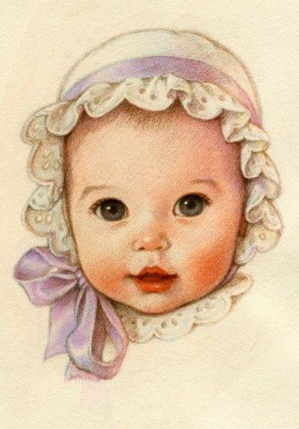 Kathy Lawrence (1945) | AMERICAN GALLERY - 21st Century How To Draw A Baby Face, Baby Portraits Drawing, Baby Sketch Pencil Drawings, Baby Drawing Sketches, Baby Face Drawing, Stylo Art, Baby Sketch, Baby Illustration, Baby Drawing