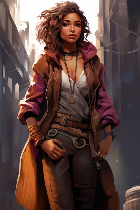 Urban Fantasy Oc, Dnd Portraits, Light Armor, Fantasy Adventurer, Quirky Characters, Steampunk Women, Picture Prompts, Adventurous Women, Cyberpunk Character