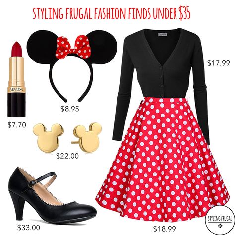 DIY Minnie Mouse Halloween Costume for Women. This budget friendly Minnie Mouse Costume is perfect for those on a budget and looking for an easy Halloween Costume. All of these pieces are under $35 and can be found on Amazon. #minniemouse #minniemousecostume #diyhalloweencostume #budgetfriendlycostumes #affordablehalloweencostume #womendiycostume Womens Minnie Mouse Costume, Minnie Mouse Diy Costume, Mouse Diy Costume, Diy Minnie Mouse Costume, Minnie Mouse Costume Diy, Minnie Mouse Diy, Minnie Mouse Halloween Costume, Halloween Minnie Mouse, Mouse Diy