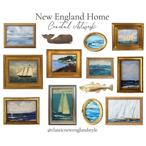 Coastal New England Kitchen, New England Nautical Decor, New England Wall Art, New England Beach House Decor, New England Painting, New England Nursery, Nantucket Aesthetic Interior, New England Coastal Aesthetic, New England Decorating Style