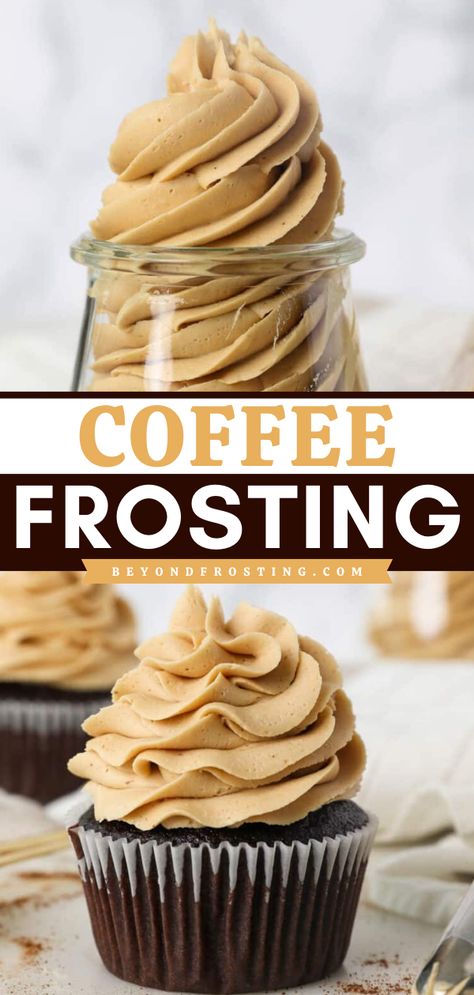 An easy sweet to make with only 5 ingredients! This yummy dessert recipe will take your favorite treats up a notch. Full of rich espresso flavors, this coffee buttercream frosting is the BEST. Check out the many ways to use this perfect coffee frosting! Coffee Frosting Recipe, Best Frosting Recipe, Coffee Frosting, Retro Desserts, Coffee Buttercream, Frosting Recipes Easy, Cake Frosting Recipe, Postre Keto, Homemade Frosting