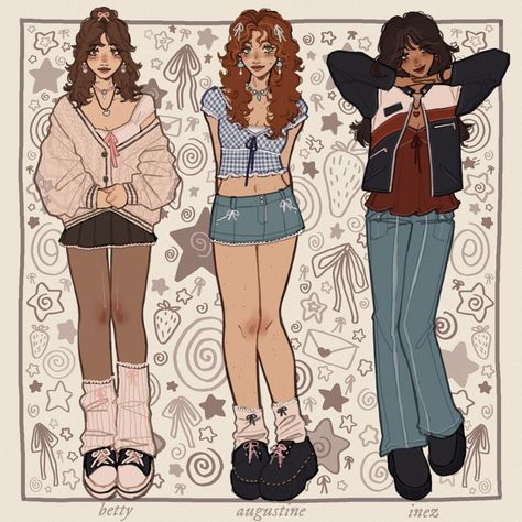 Y2k Art Outfit, Y2k Character Art, Betty And Augustine, Cute People Doodles, Outfit Ideas For Drawing, Y2k Outfits Drawing, Y2k Character Design, Taylor Swift Dibujos, Drawn Pfp