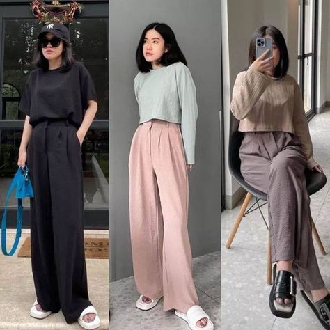 Kulot Crinkle, Ootd Kulot, Cullote Pants, Culotte Pants, Pants Details, Loose Pants, Casual Look, Trouser Pants, Trousers Women