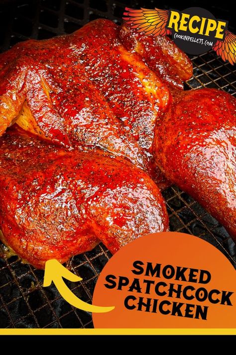 This easy and delicious BBQ chicken recipe starts with a whole spatchcock chicken and brine. With this simple cooking method your chicken is flavorful and moist. This chicken will impress your family and friends. This amazing smoker recipe is an inexpensive way to cook a whole chicken. Great for an easy BBQ dinner, and versatile enough that you’ll love this smoked chicken on sandwiches, in wraps, and more! Smoked Spachocked Chicken, Spatchcock Smoked Chicken, Traeger Spatchcock Chicken, Spatchcock Chicken Smoked, Easy Bbq Dinner, Smoked Spatchcock Chicken, Smoker Recipes Chicken, Cook A Whole Chicken, Smoked Whole Chicken