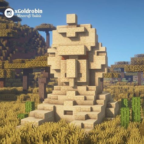 Goldrobin - Minecraft Builder on Instagram: “Villager Sphinx! 🏜 Follow @xgoldrobin for more Minecraft Buildings ideas & designs!…” Villager Statues Minecraft, Minecraft Desert Builds, Minecraft Building Tutorials, Minecraft Building Blueprints, Case Minecraft, Minecraft Statues, Minecraft Decoration, Rumah Minecraft Sederhana, Minecraft Structures