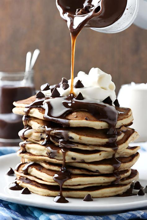 Ihop Chocolate Chocolate Chip Pancakes Recipe Chocolate Chocolate Chip Pancakes, Chocolate Chip Pancakes Recipe, Ihop Pancakes, Breakfast Easy, Chocolate Chip Pancakes, Mini Pancakes, Chocolate Chocolate, Fool Proof Recipes, Perfect Breakfast