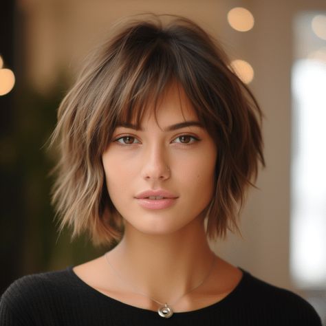 Fringe Bob Haircut, Choppy Bob Hairstyles, Chin Length Hair, Messy Short Hair, Edgy Short Hair, Trendy Hair, Facial Features, Long Wavy Hair, Short Hair Haircuts