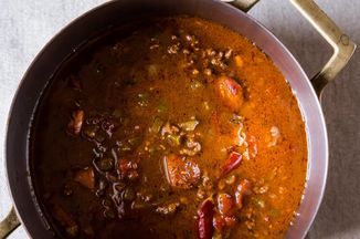 Chili Gumbo Recipe on Food52 recipe on Food52 Cajun Dinner, Boozy Food, Nola Recipes, Creole Food, Louisiana Hot Sauce, Meals Dinner, Menu Food, Yummy Meals, Cajun Cooking