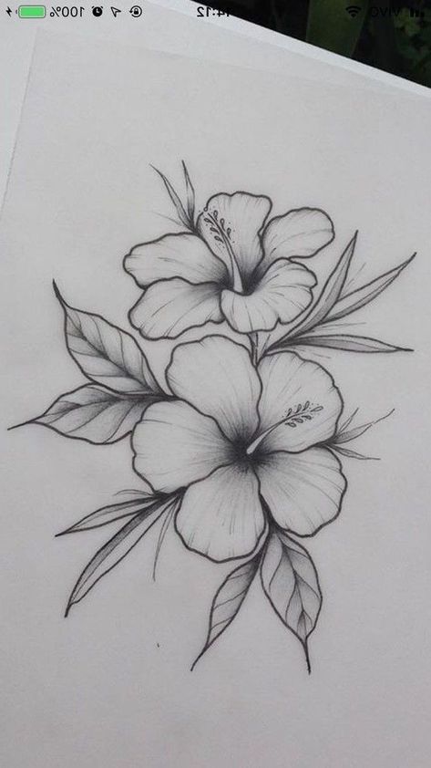 Drawing Of Flowers, Tato Maori, Hibiscus Tattoo, Flower Tattoo Shoulder, Neck Tattoos, Flower Art Drawing, Flower Sketches, Flower Tattoo Designs, Hand Art Drawing