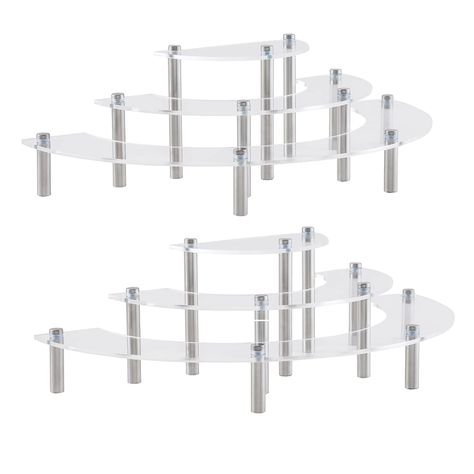 PRICES MAY VARY. 【Package includes】: 3 different sizes of each set semi-circular acrylic sheets: 6Lx 3W x 4.72H (Large), 11L x 2.4W x 3.2H (Medium), 15.8L x 2.4W x 2H (Small). 【Easy to Assemble】You can Assemble the 3 tier acrylic display riser manually in two minutes without any tools. But each piece has both sides of the protective film, please take off the protective film before assembly, and then you will find this half-month display as transparent as glass. 【 Multi Function Display】: Display risers are great for displaying toy figurines in cupboards, celebratory party desserts, and showcasing makeup on dressers. create eye-catching features for your items such as collectibles, nail polishes, fragrances, and more. 【 Premium Materials 】: The clear acrylic display riser is made of strong, Cupcake Stand Graduation, Figure Display Shelf, Figure Display, Acrylic Display Stands, Display Risers, Acrylic Legs, Dessert Stand, Cupcake Stand, Display Shelf