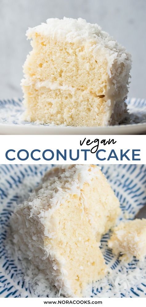 Cookie Dough Vegan, Vegan Coconut Cake, Patisserie Vegan, Fluffy Light, Smoothies Vegan, Vegan Baking Recipes, Coconut Frosting, Vegan Coconut, Vegan Cake Recipes