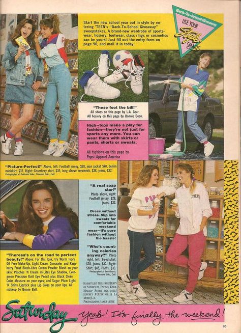 Teen Magazine August 1987 Fashion Advertorial '80s Clothes, Hair,  Makeup 90s Yearbook Theme, 1980s Magazine, 90s Yearbook, Design Yearbook, 80s Magazine, 1987 Fashion, 80s Fashion Magazine, 80s Ads, Early 90s Fashion