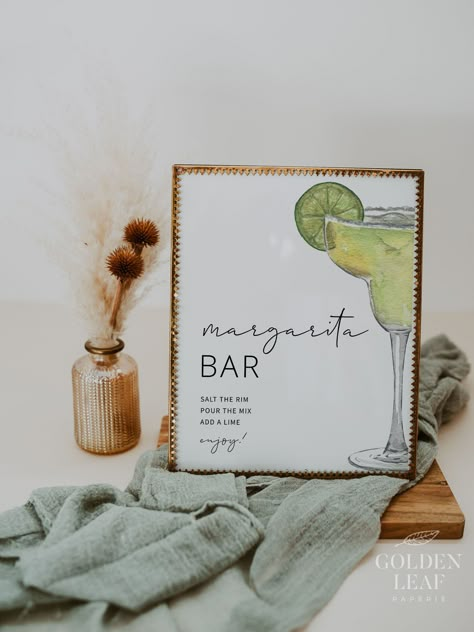 Bridal Shower Margarita Bar, Self Serve Margarita Bar, Margarita Bar Ideas Drink Stations, Margarita Bar Wedding, Margs And Matrimony Bridal Shower Ideas, Margarita Bar Ideas, Margarita Bar Sign, Margarita Wedding, Margarita Sign