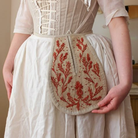 Thistle Embroidery, 18th Century Pockets, Medieval Embroidery, Sewing Pockets, 18th Century Dress, 18th Century Costume, 18th Century Clothing, 18th Century Fashion, Century Clothing