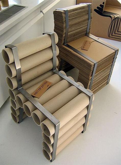 Recycling Cardboard for Unique DIY Furniture, Inspiring Green Living Ideas Recycling Cardboard, Cardboard Chair, Karton Design, Cardboard Design, Paper Furniture, Diy Casa, Reclaimed Wood Furniture, Diy Recycle, Interior Design Diy